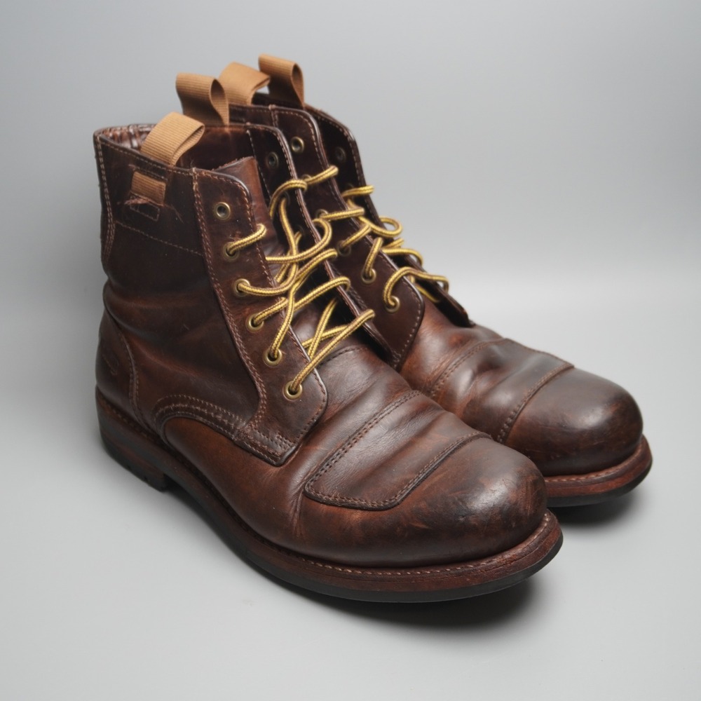 Clarks x Norton Rise Brown Leather Motorcycle Boots Mens 11 M Goodyear Welted